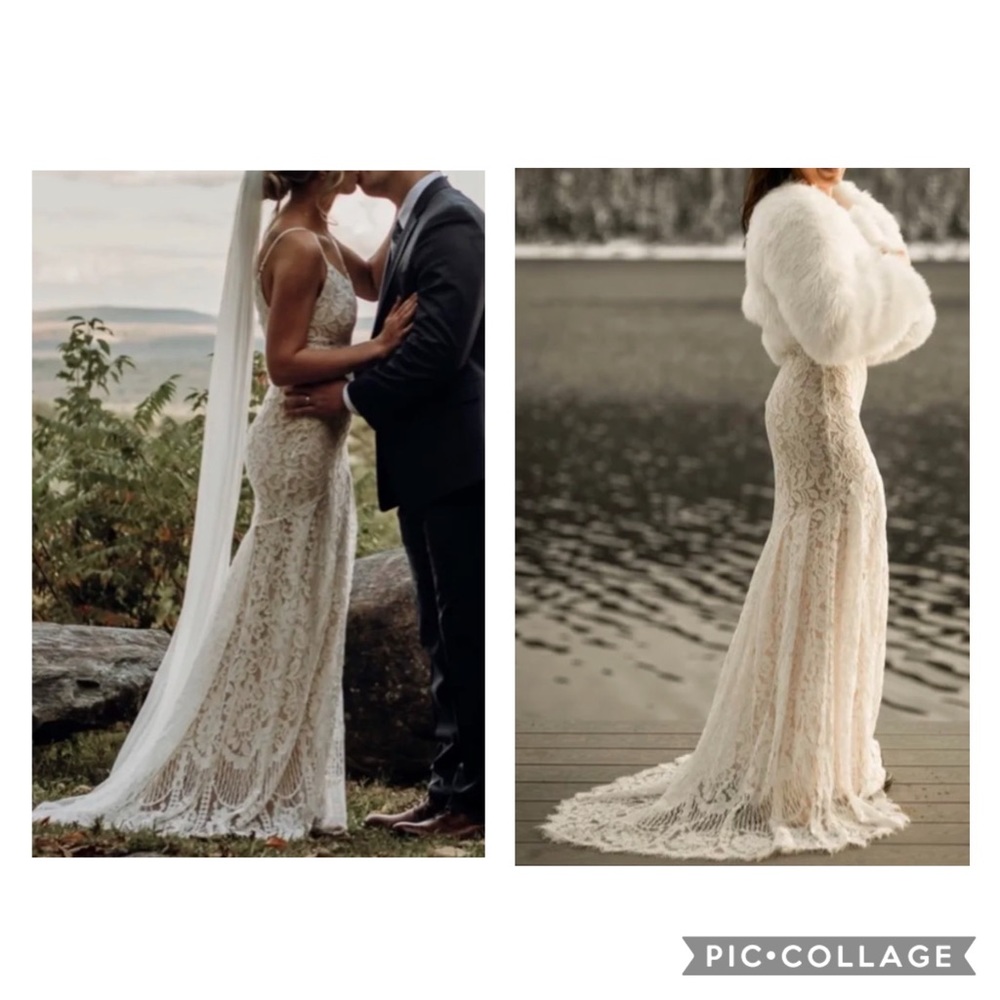 Beautiful white lace wedding maxi dress